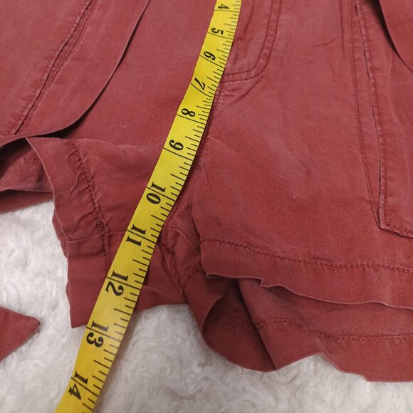 Free People Women's Red Tencel Cargo Shorts Size 6 - Picture 5 of 7